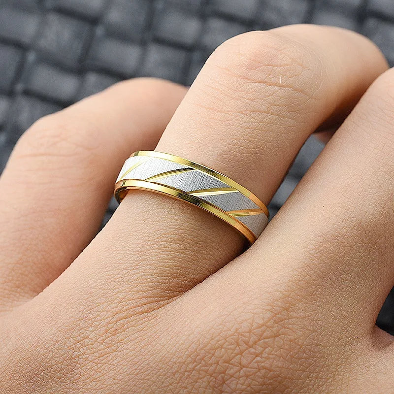 Gold Wave Titanium Stainless Steel Ring