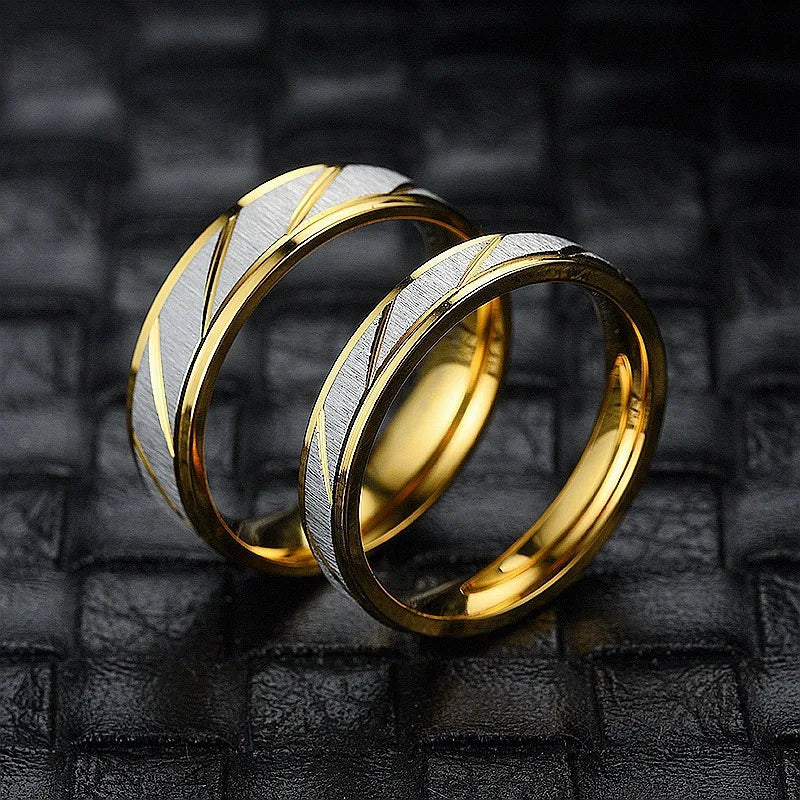 Gold Wave Titanium Stainless Steel Ring