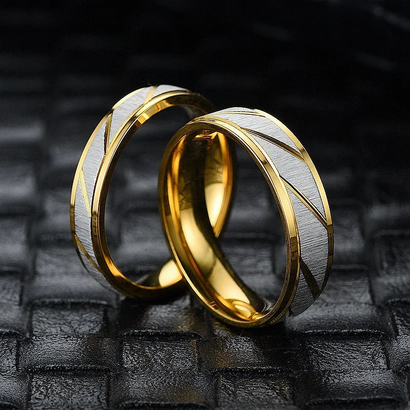 Gold Wave Titanium Stainless Steel Ring