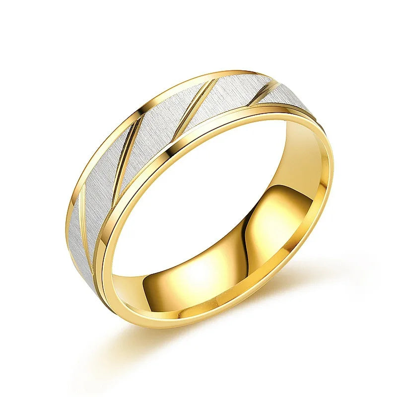 Gold Wave Titanium Stainless Steel Ring