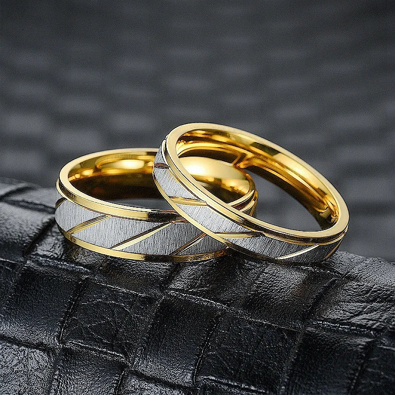 Gold Wave Titanium Stainless Steel Ring