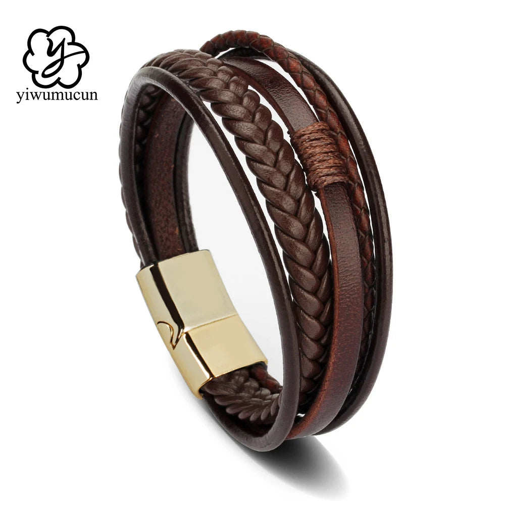 Crowned Men’s Braided Leather Bracelet