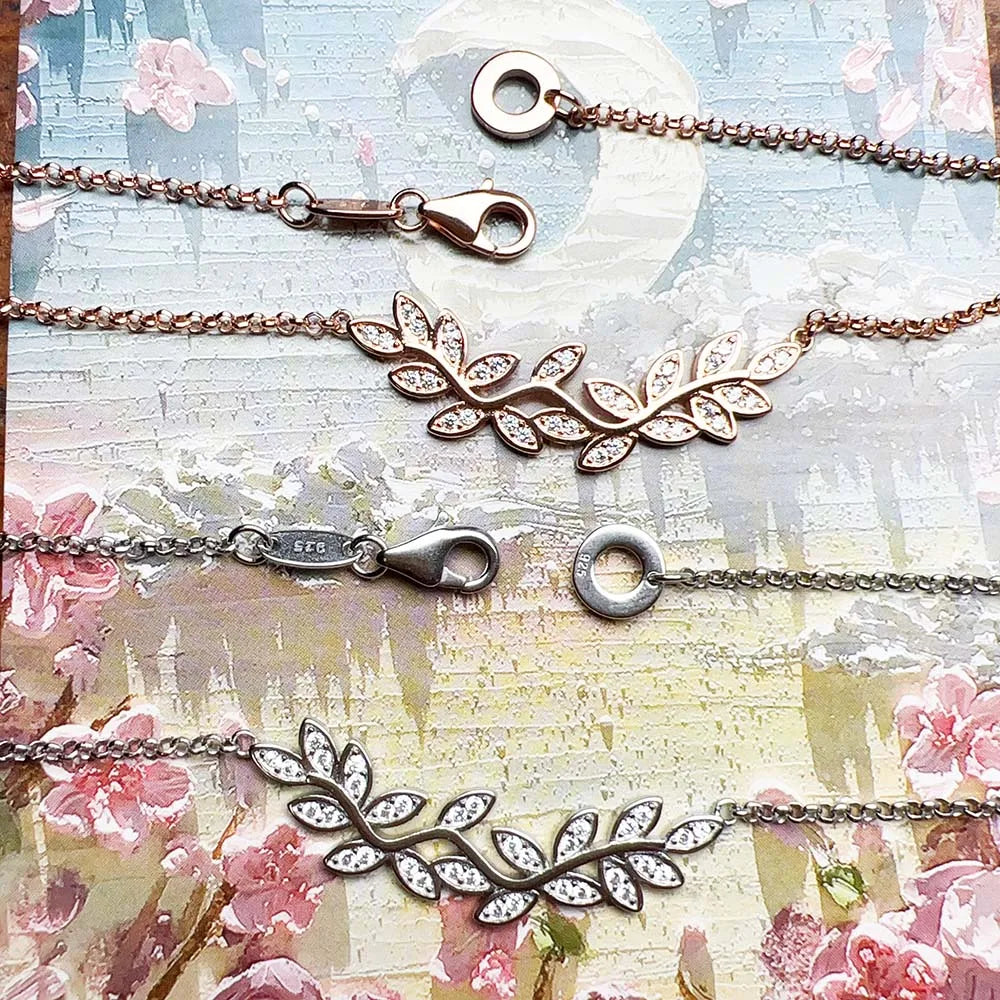 Crowned Silver Leaf Necklace