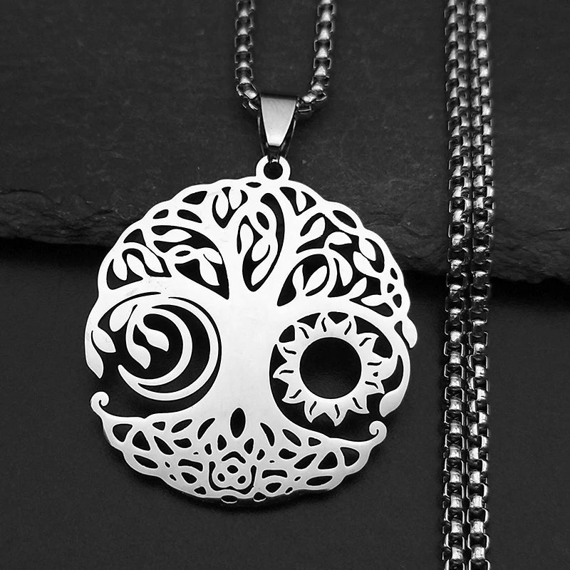 Tree of Life Black Stainless Steel Necklace