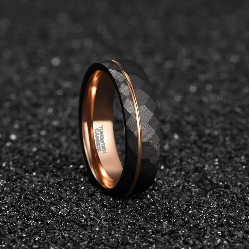 Hammered Black Tungsten Ring