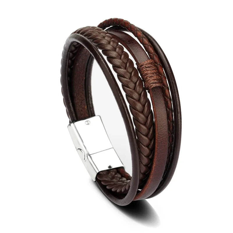 Crowned Men’s Braided Leather Bracelet
