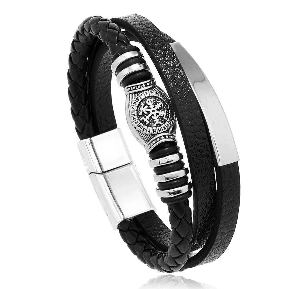 Crowned Men’s Braided Leather Bracelet