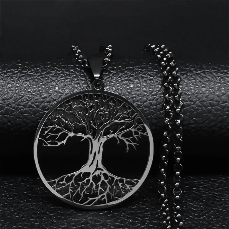 Tree of Life Black Stainless Steel Necklace
