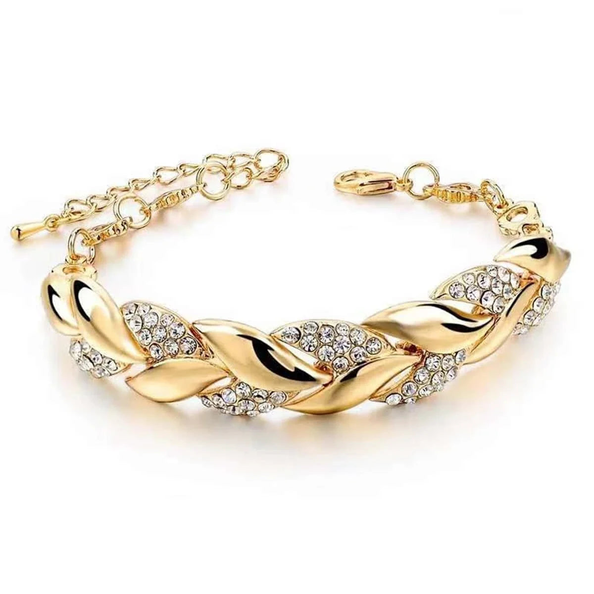 Gold Leaf Crystal Pendant Bracelet