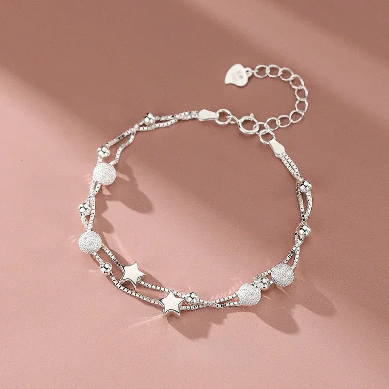 Luxury 925 Sterling Silver Heart Zircon Bracelet