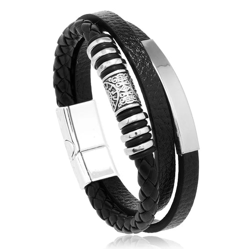 Crowned Men’s Braided Leather Bracelet