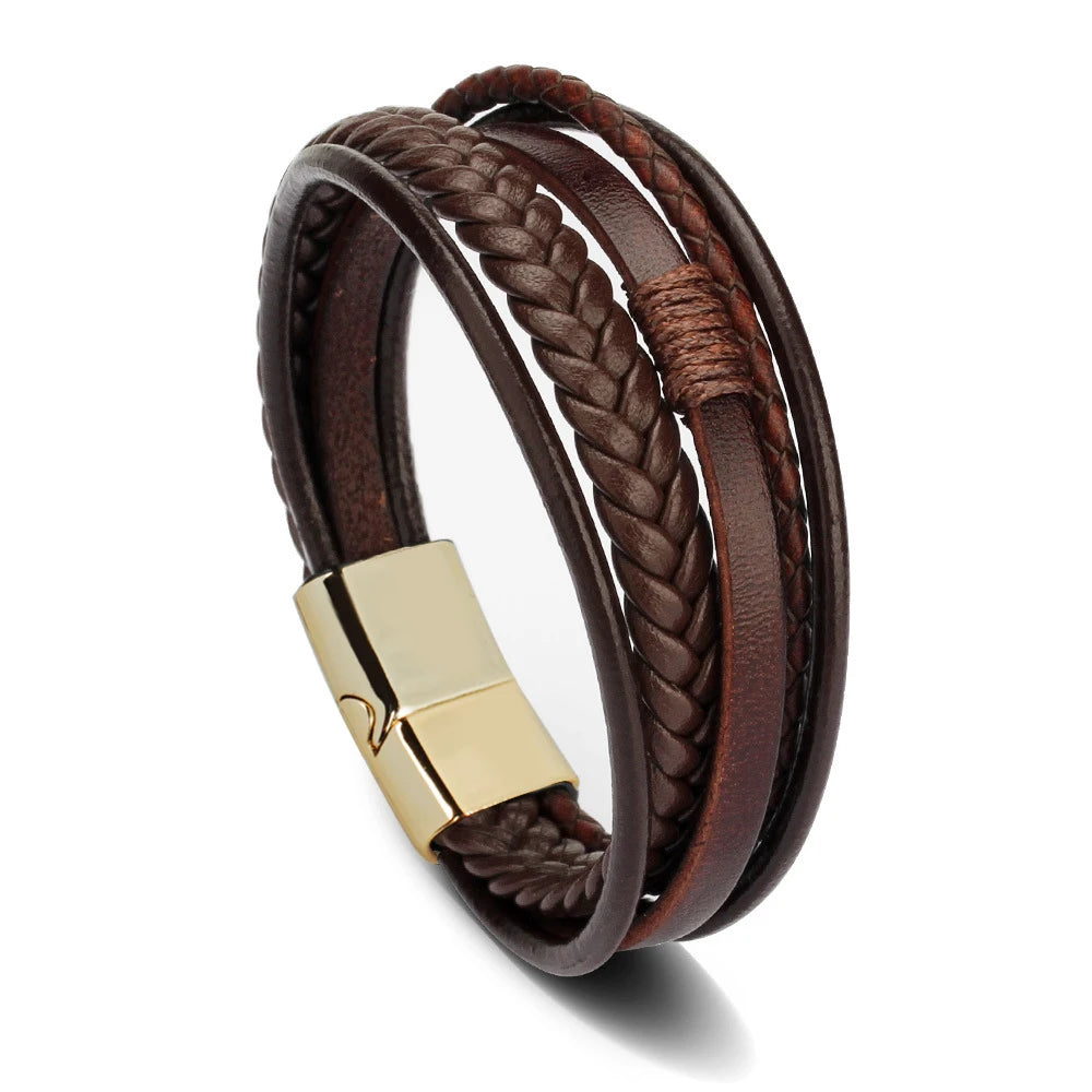 Crowned Men’s Braided Leather Bracelet