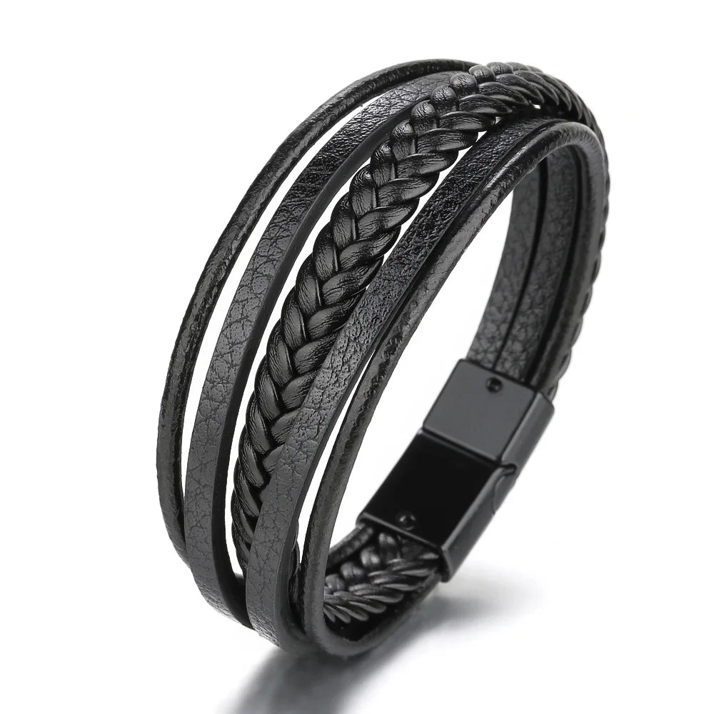 Crowned Men’s Braided Leather Bracelet