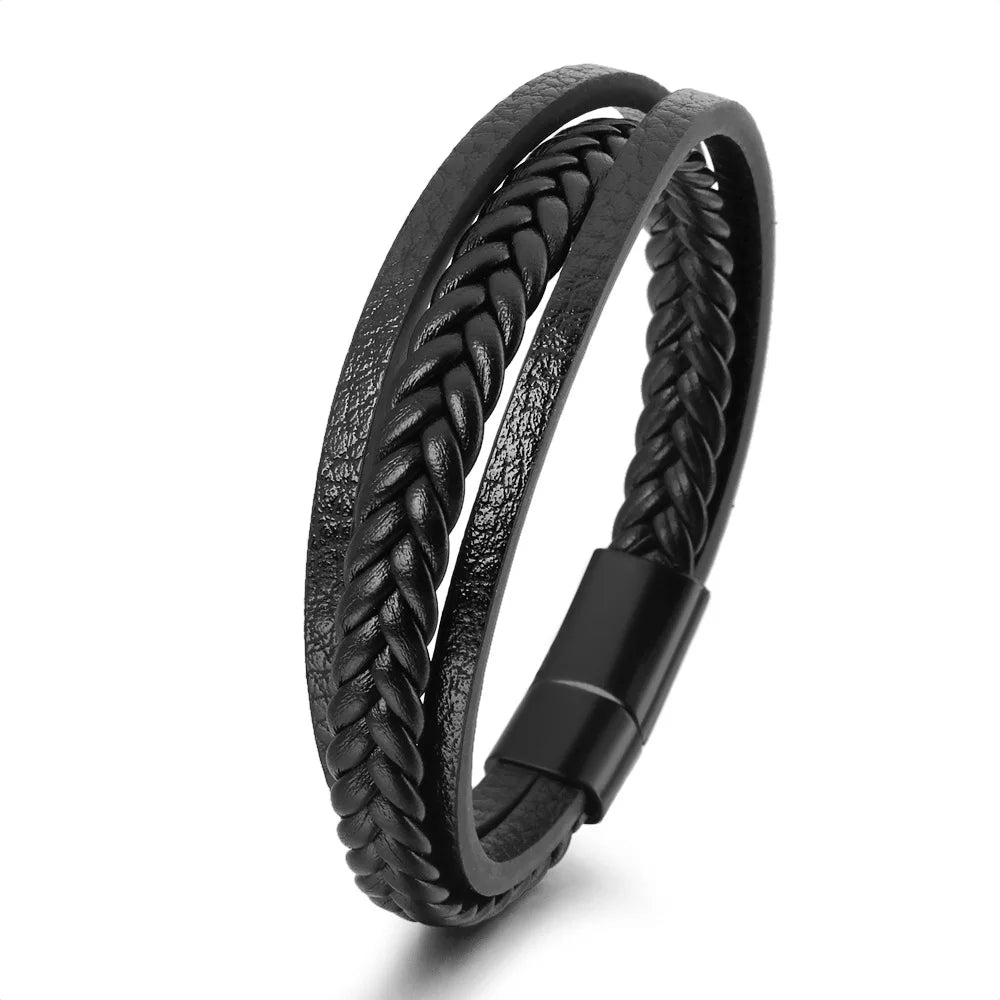 Crowned Men’s Braided Leather Bracelet