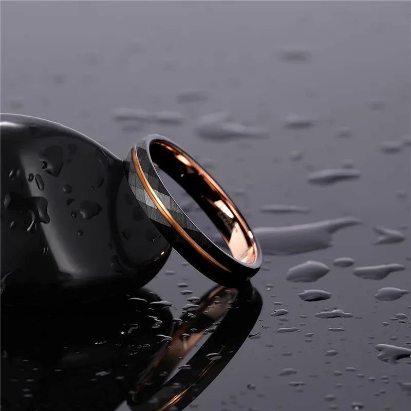 Hammered Black Tungsten Ring