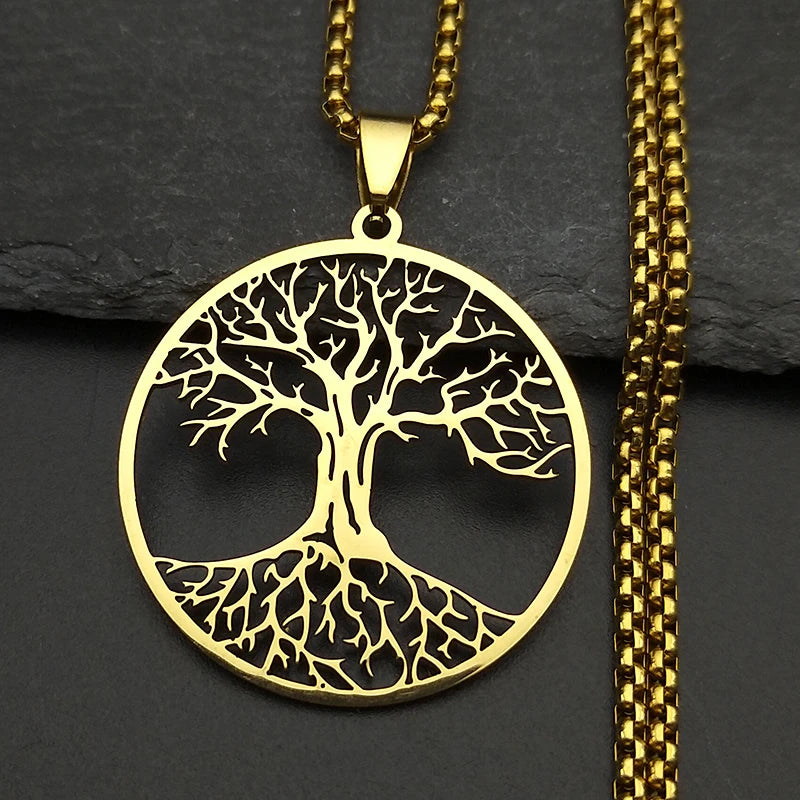 Tree of Life Black Stainless Steel Necklace