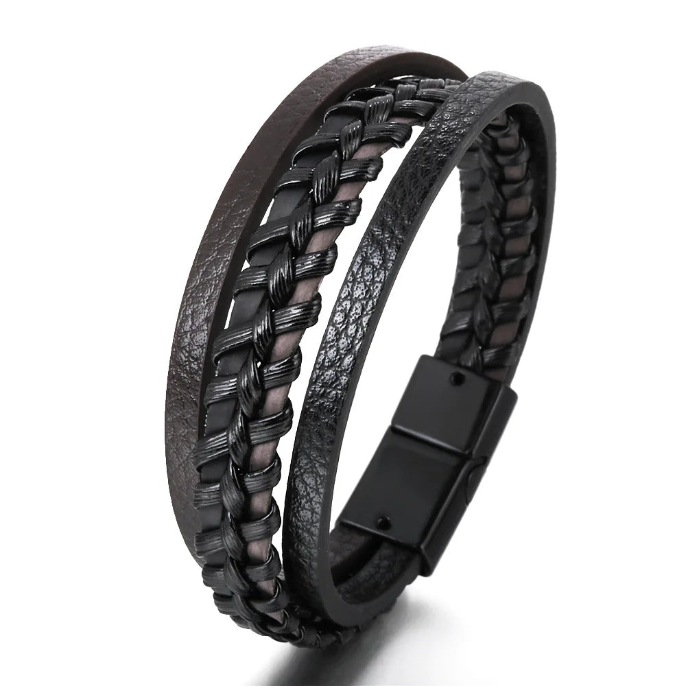 Crowned Men’s Braided Leather Bracelet