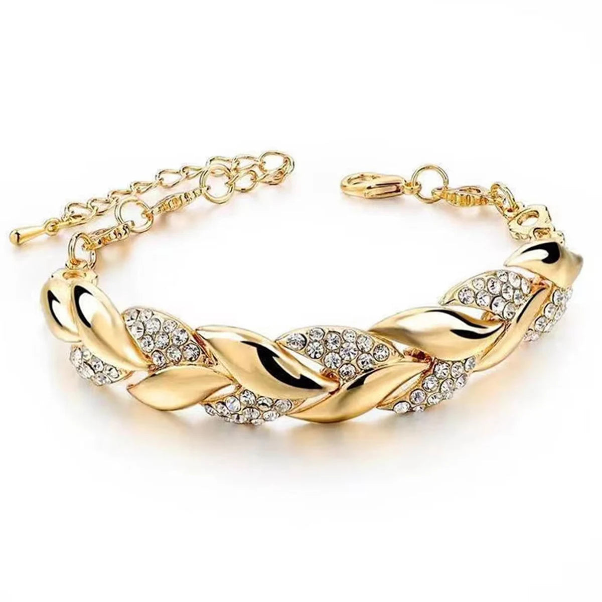 Gold Leaf Crystal Pendant Bracelet