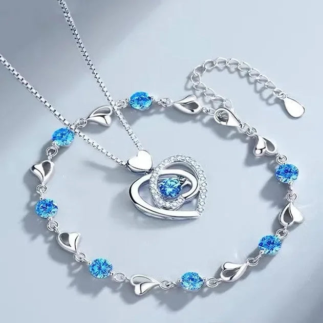 Luxury 925 Sterling Silver Heart Zircon Bracelet