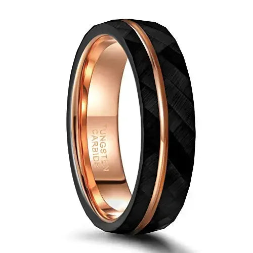 Hammered Black Tungsten Ring