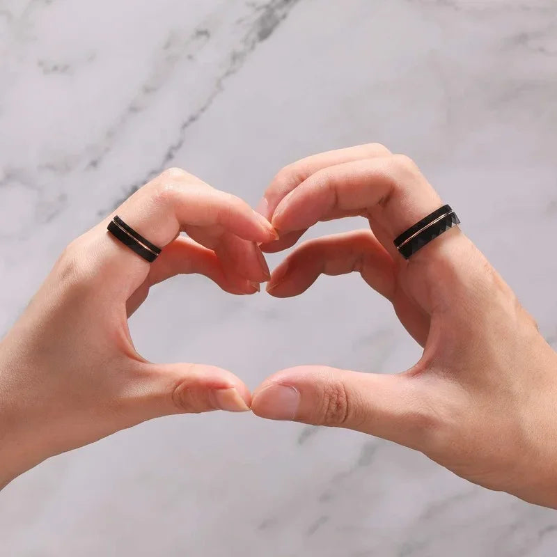 Hammered Black Tungsten Ring