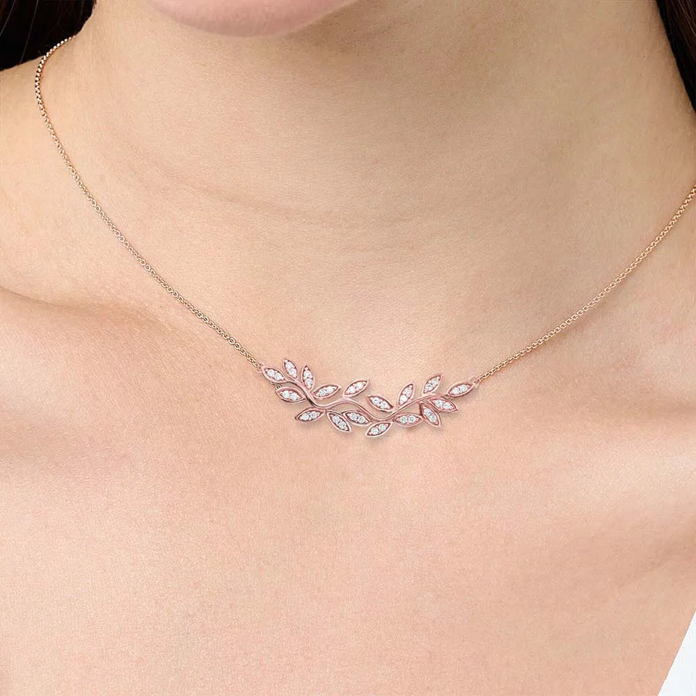 Crowned Silver Leaf Necklace