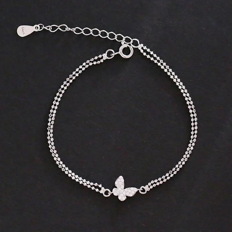 Luxury 925 Sterling Silver Heart Zircon Bracelet