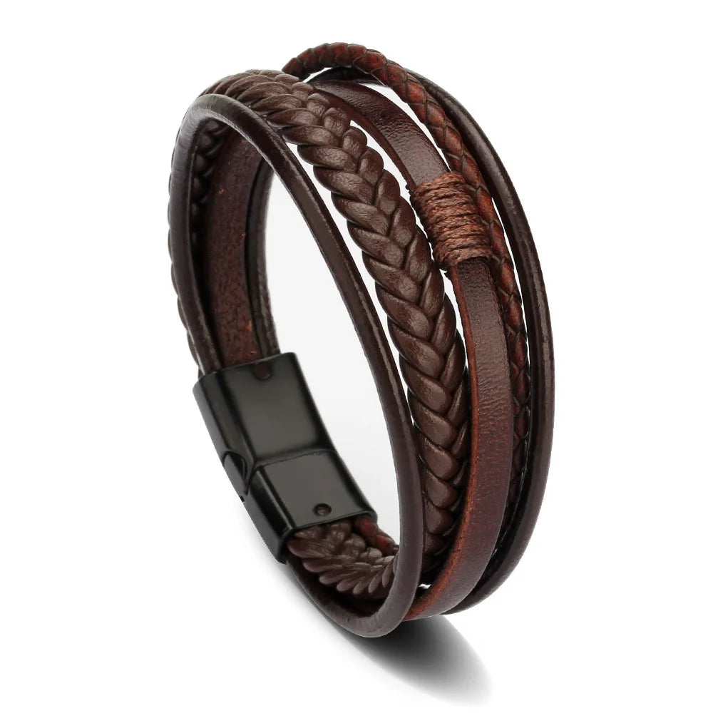 Crowned Men’s Braided Leather Bracelet