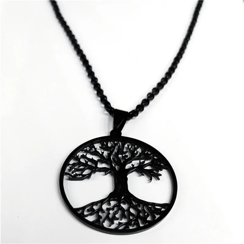 Tree of Life Black Stainless Steel Necklace