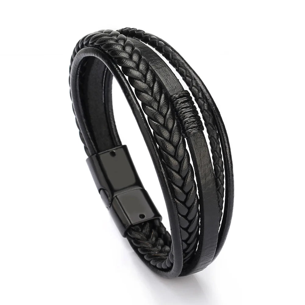 Crowned Men’s Braided Leather Bracelet