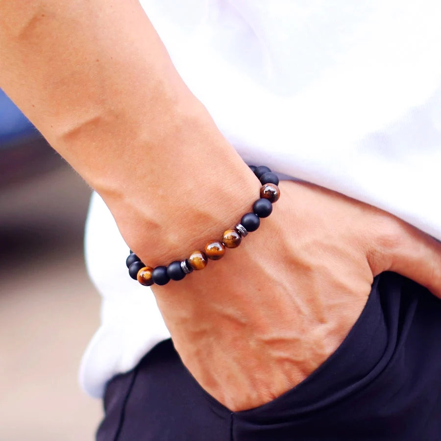 Handmade Onyx & Tiger Eye Bracelet