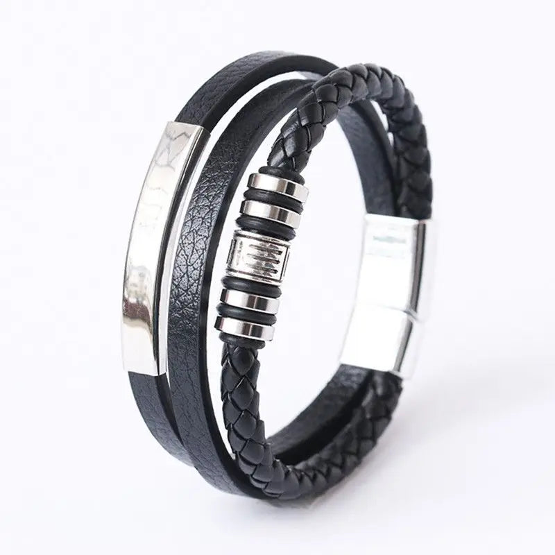 Crowned Men’s Braided Leather Bracelet