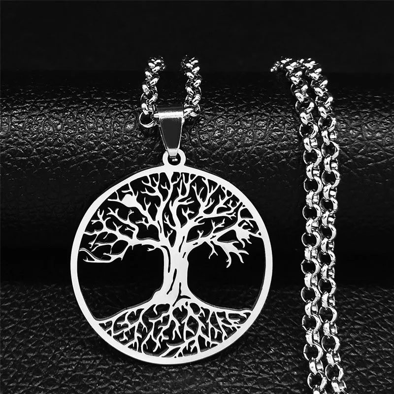Tree of Life Black Stainless Steel Necklace