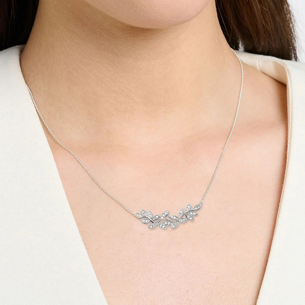 Crowned Silver Leaf Necklace