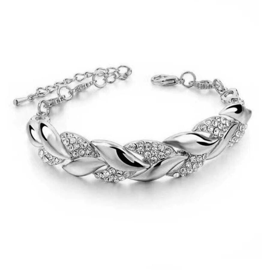 Gold Leaf Crystal Pendant Bracelet