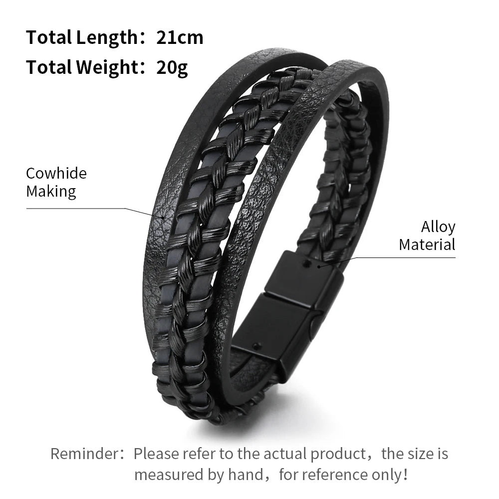 Crowned Men’s Braided Leather Bracelet