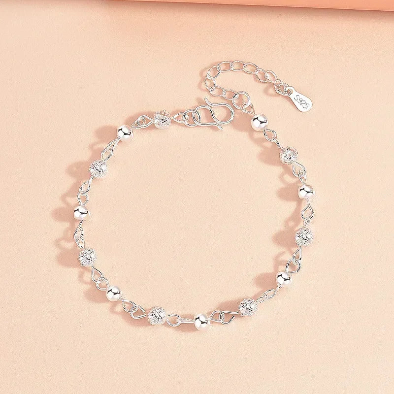 Luxury 925 Sterling Silver Heart Zircon Bracelet