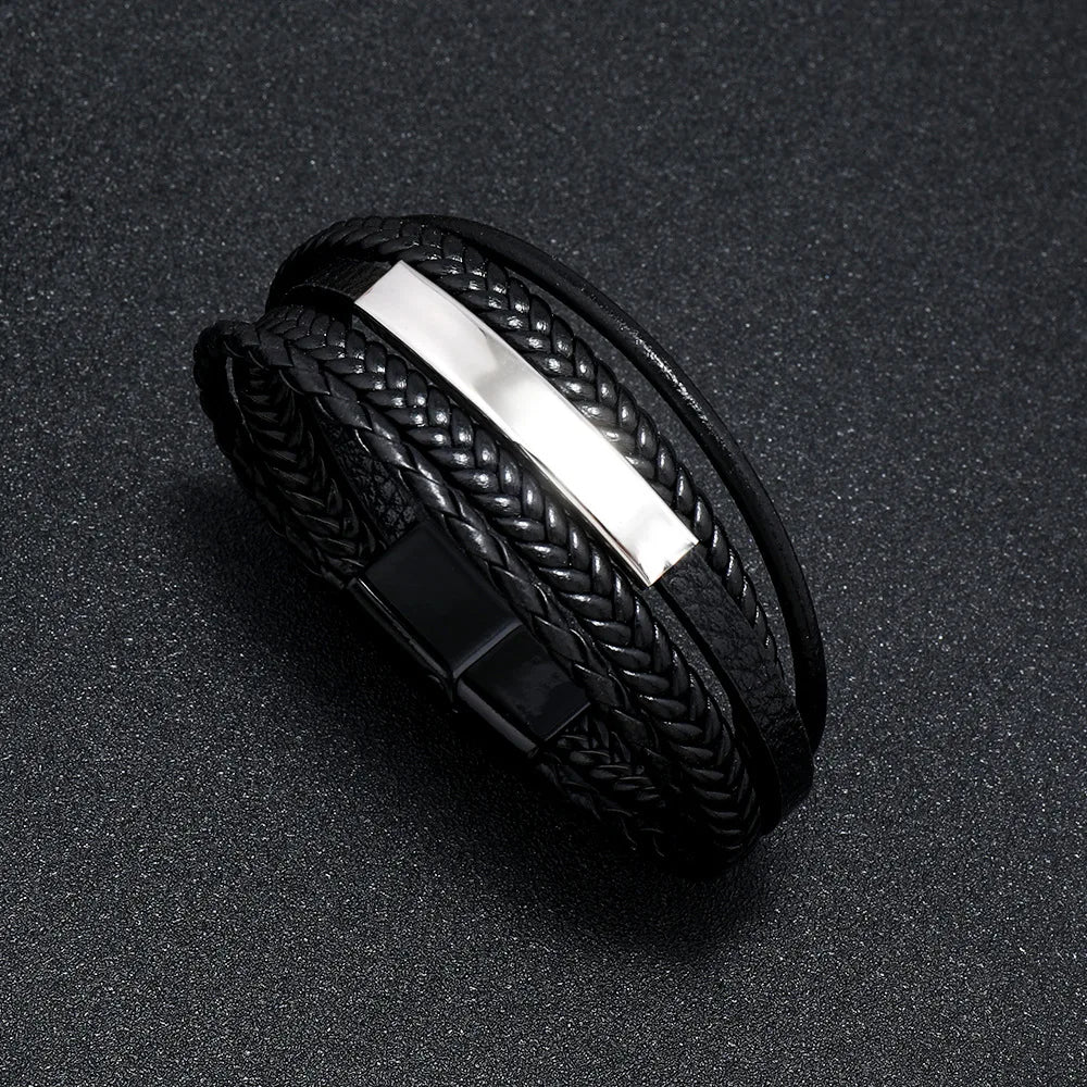 Crowned Men’s Braided Leather Bracelet
