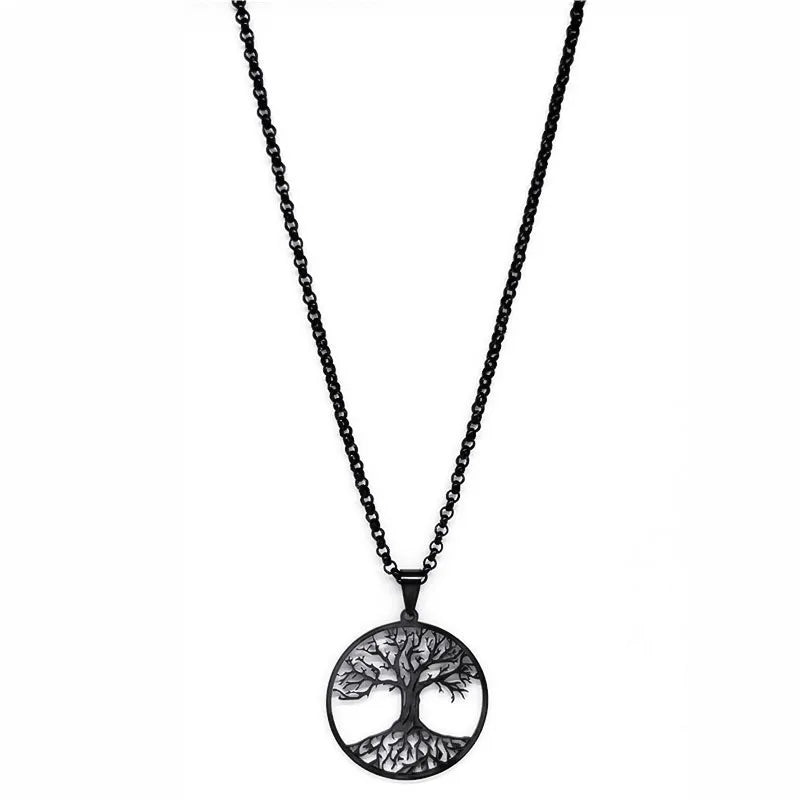 Tree of Life Black Stainless Steel Necklace