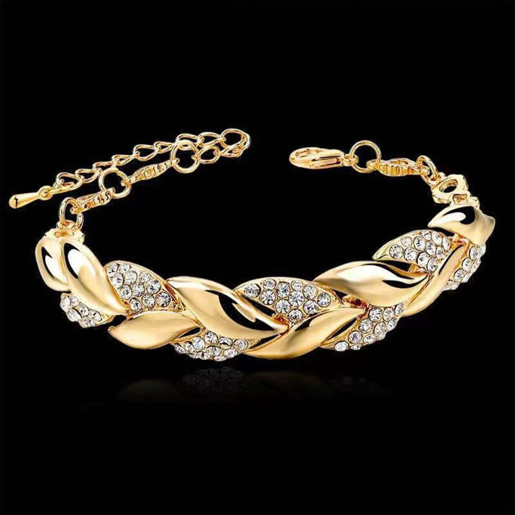 Gold Leaf Crystal Pendant Bracelet
