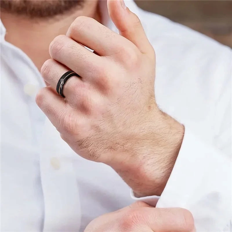Hammered Black Tungsten Ring
