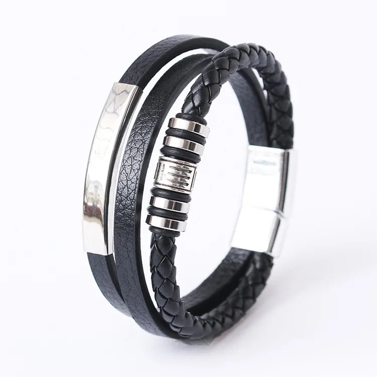 Crowned Men’s Braided Leather Bracelet