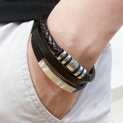 Crowned Men’s Braided Leather Bracelet