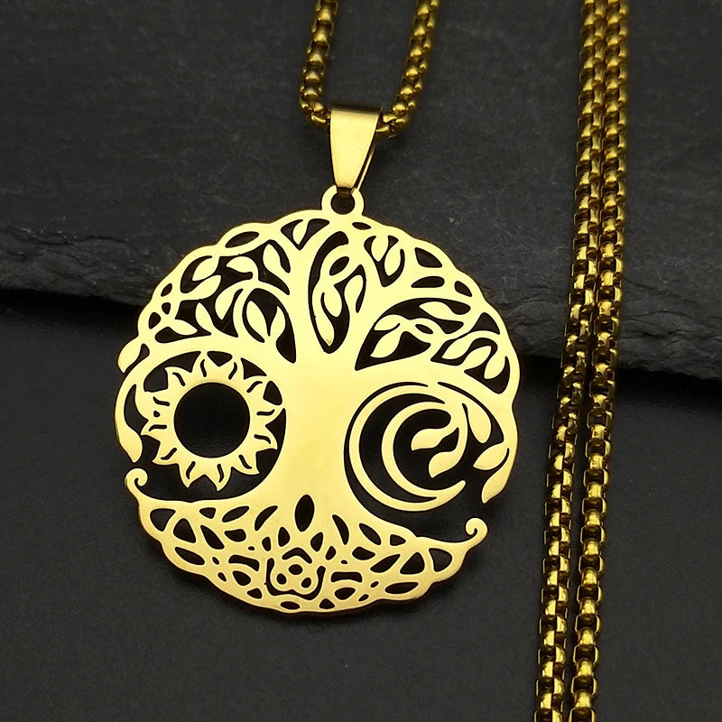 Tree of Life Black Stainless Steel Necklace
