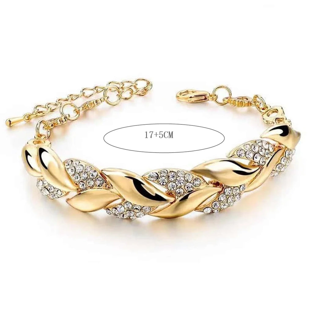 Gold Leaf Crystal Pendant Bracelet