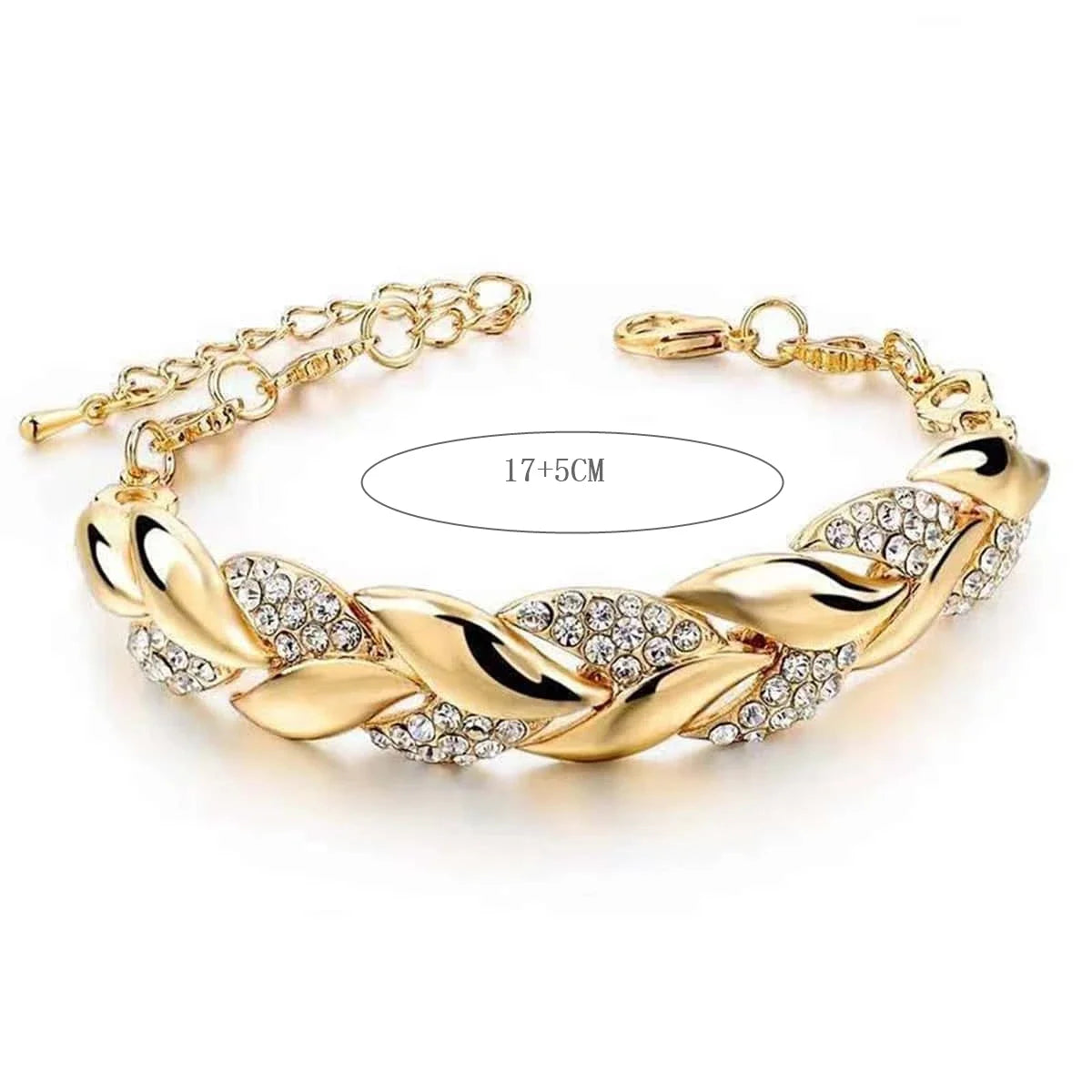Gold Leaf Crystal Pendant Bracelet
